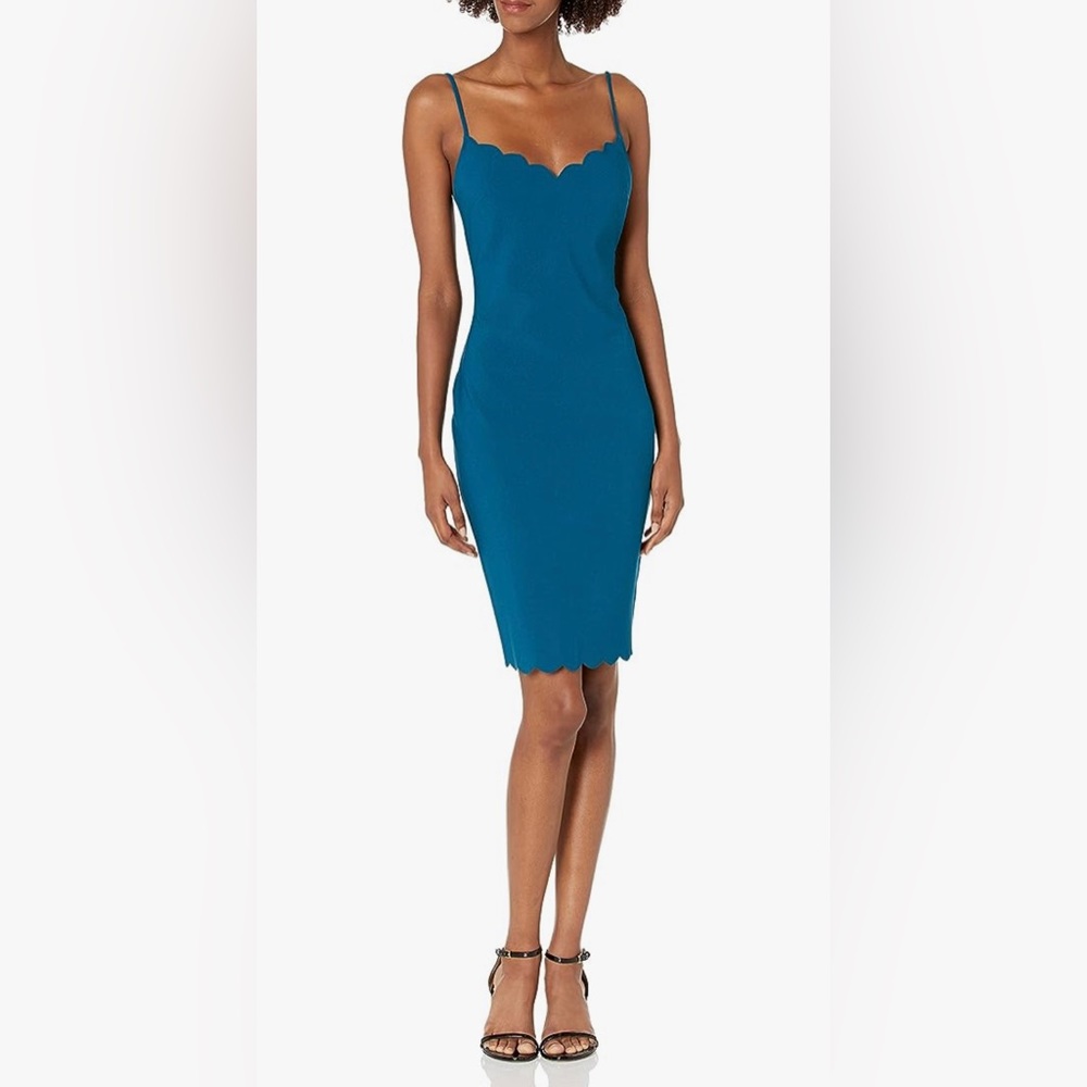 Women Likely Lolita Cerulean Midi Dress Scalloped Trim